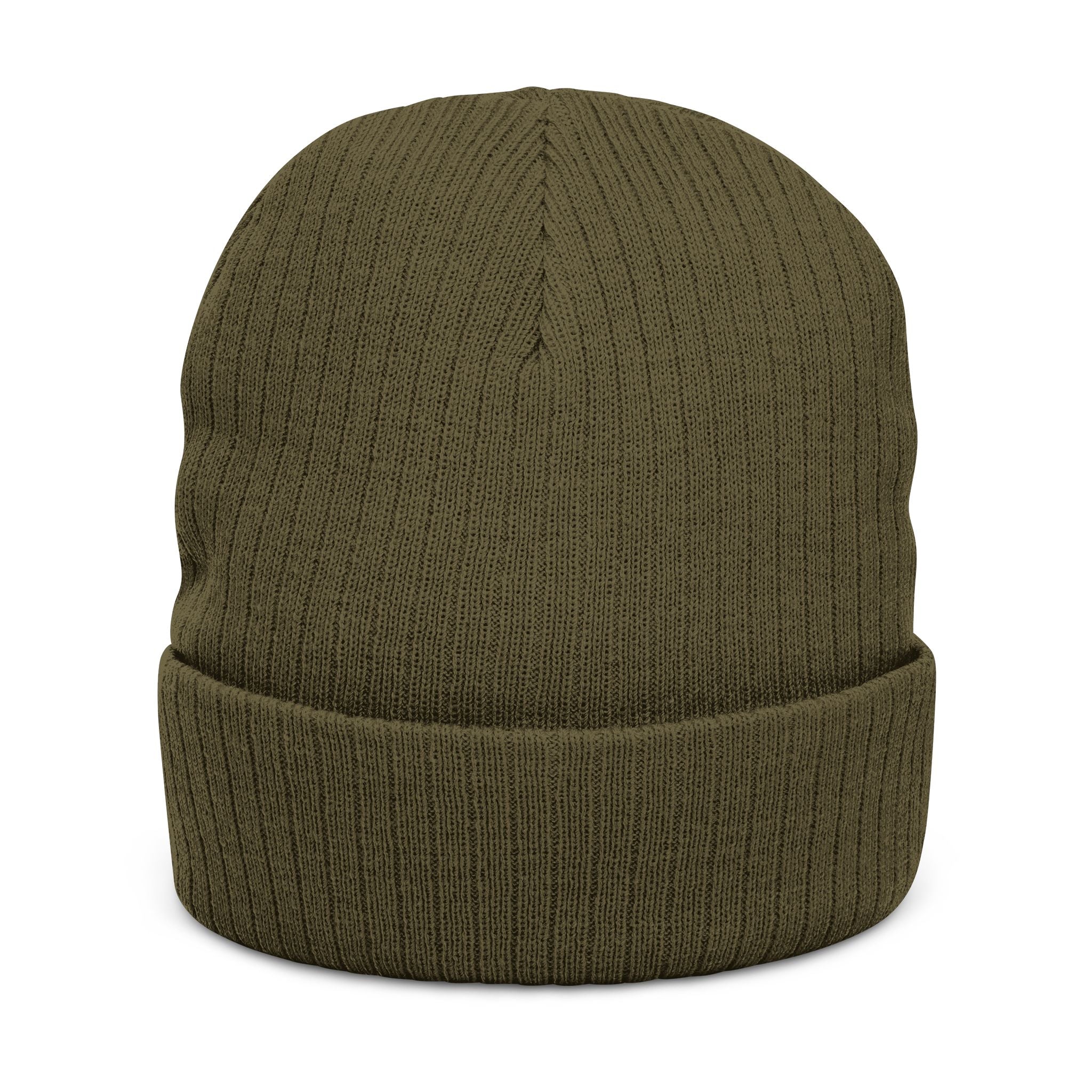 Embroidered 'ANTI' Ribbed Knit Beanie – Black Cuffed Winter Hat